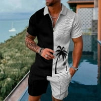 Puawkoer muški odijelo za kratke kratke rukavice plaže Tropska havajlijaiji karoserije Sportske kratke