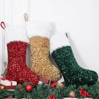 Božićna čarapa Bijela pliša visokog sjaja Svijetla boja Velike veličine Festival Prop za višekratnu