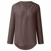 Ženske bluze i majice Zipper UP PAING LOGHNEVE TOP V VAC CALESTE LOUNIC TURS Curble Hem Pulover Tee-majice