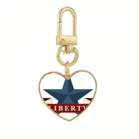 Pentagram slobode Slogan America Country City Gold Heart Cheychain Metalni držač za ključeve