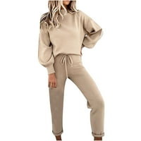 Juebong Žene Ležerne prilike, pulover s kapuljačom dugih pantalona, ​​dugim rukavima, Khaki, S