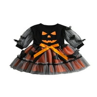 Calsunbaby Little Girl Halloween bundeve haljina za tisak dugih rukava Visoki struk bat duhove Cat Tulle