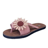 ECQKAME ženske papuče za čišćenje ženskih ležerskih modnih flip flops Suede cvijet Flip toe Flat plaže