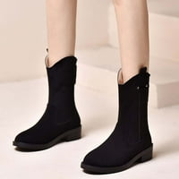 Ženske čizme i čizme Nazad Zipper Vintage Mid Heel Srednja duljina Otvorene cipele za šetnju Crna veličina