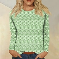 Vruće prodaje pad dugih rukava za žene casual pulover vrhove posade izrez cvjetne žene zelene 3xl