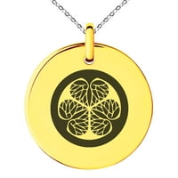 Tokugawa Samurai Crest ugravirani sitni medaljon krug charm ogrlica od nehrđajućeg čelika