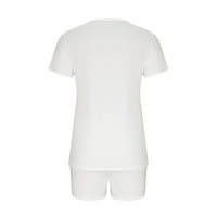 Finelylove Lounge setovi za ženske kratke hlače Ljetne kratke hlače Srednji struk pješački ispisan bijeli