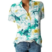 Majice s kratkim rukavima za žene za žene Ljetne cvjetne bluze za žene Business casual majica Blusas