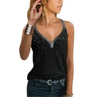 DMQupv Way Bra bluza vrh za WomensleEvelessIless Streetcausalna modna bluza Slim Fit Vest Black Medium
