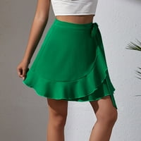 Rewenti suknja za žene sekfina čvrsta boja visok struk Spremnik kratka suknja zelena 6