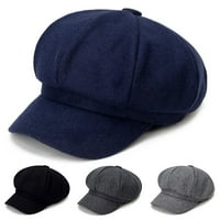 Jesenja zima toplo modna ženska osmerokutna šešinska vunena krpa casual cap i mornarica plava