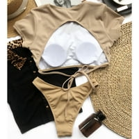 Žene Casual Solid Hollow remen Bikini kupaći kostimi Kupajući dva kupaća sporta Podignite set kupaći