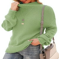 Glonme, pleteni džemperi Jednobojni džemper s dugim rukavima vrhovi sportovi sportski pulover kabel pletiva visoki vrat zeleni 2xl
