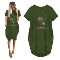 Haljine za prodaju za žene za žene s kratkim rukavima za tisak cvjetnog uzorka Okrugli izrez Maxi Loose