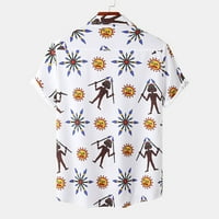 CLLIOS muške havajske majice casual gumb niz majicu Lapel majica s kratkim rukavima za odmor tropska