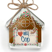 Ornament tiskan jedan oboren volim moj policajca, vintage slovo Božić Neonblond