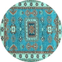 Ahgly Company u zatvorenom okrugli geometrijsko svijetlo plave tradicionalne prostirke, 4 '