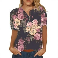Košulje za žene Grafičke teže kratki rukav vrhovi Dressy udobne ljetne grafičke cvjetne tunike Trendne
