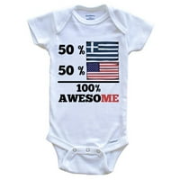 50% Grčki 50% američki fenomenalno smiješno dječje bodi, grčka zastava Grčka Baby Bodysuit
