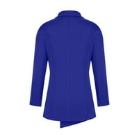 Hinvhai Žene kaputi zimski čišćenje Žene Solid Boja dugih rukava za vezanje jakne TOP bluza Plava 14