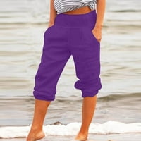 Ženske hlače sa širokim nogama pamučne pantalone ravne hlače casual pantalone Capris za žene casual