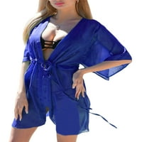 Musuos Ženski ljetni bikini Smock modni čvrsti boja zavoj visoki struk Cardigan haljina na plaži