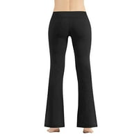 Pružanje rubova modne ženske joge hlače srednje struka vježbanje hlače crna