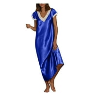 Daqian Womens Plus Veličine Ženske kratkih rukava V Domaća odjeća Pajamas Long haljina Nighthowns Sleepwear