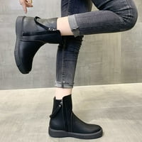 Ženske čizme Okrugli nožni prst Side čvrsta boot Cotlie casual retro ravne cipele sa petom, crne čizme