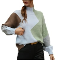 Printxy majice za žene Boja blok Ležerne prilike labavi prevelizirani džemper s dugim rukavima Okrugli