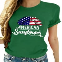 Bomotoo dame majica Neovisnosti Dan Tee Sunflower Ispiši majicu Okrugli ovratnik Ljetni vrhovi Tunika