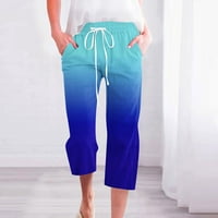 Ženske ravne široke noge duge hlače Ljetna moda plus veličine hlače za crtanje dugim ombre kravata boja