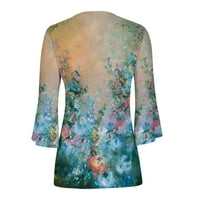 Yuwull bluze i majice s gumbom, ženske vrhove Ljeto Dressy rukav casual boho cvjetni print labavi fit