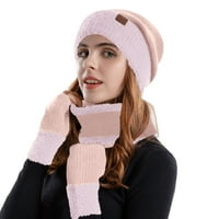 Šeširi za žene Zimske tople slatke vunene šešir šal rukavice Slouchy tri zimskog snježnog pletenog poklopca
