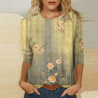 Popust Plus size za ženska posada Crta dugih rukava Ležerne prilike od ispisane labave majice Bluza