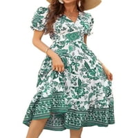 Colisha Women Ljeto Plaža Sundress kratki rukav Duga haljina V izrez Maxi haljine Kaftan odmor Cvjetni