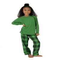 Leveret Kids Pijamas Poly Top & Flannel Hlače Zelene plastirane godine