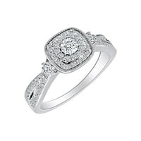 0. Carats okrugli oblik bijeli prirodni dijamantski halo Angažman vjenčanog prstena čvrstog 14k bijelo