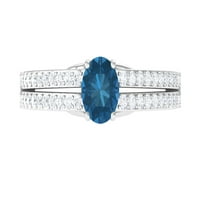 Decembar Bordingstone London Blue Topaz Solitaire Prsten sa dijamantom za žene, Sterling Silver, US