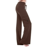 Yievit Flowy Hlače za žensko dugme za čišćenje džepa Yoga teretana labava stručnjaka za hlače za paljenje