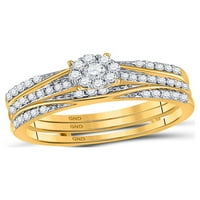 Jewels 10KT Žuto zlato okruglo Diamond 3-komadni mladenci za vjenčani prsten set CTTW