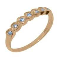 Britanska napravljena pravi čvrst 9k ružičarski zlatni prirodni akvamarinski ženski vječni prsten -