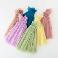 Djevojke toddlera Flyne rukave Solid Tulle Princess Haljina Plesne zabavne haljine Odjeća za djevojčice