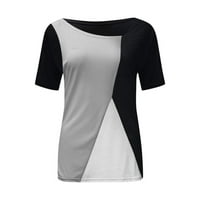 Žene ljetne vrhove modne patchwork košulje Dressy casual majice Trendy V pulover kratkih rukava kratkih