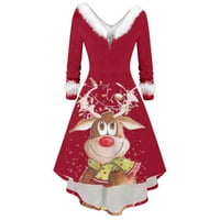 SimplMaygeni božićne žene Vintage haljine casual dugih rukava swing haljina klasična zabavna klirens