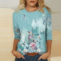 Ženske bluze plus veličine bavi ženskim modnim tiskanim labavim majicama rukava bluza okrugli vrat casual