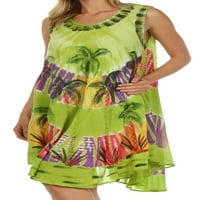 Sakkas Palm Tree Tie Dye Caftan haljina Poklopac - Lime - jedna veličina