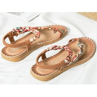 Bellella ženska boemska sandala ljetna ravna sandala elastična benda plaža cipele casual braon 5.5