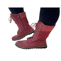 Ferndule Winter Boots Mid Calf Womens Okrugli prst Chunky Heel Cracy Up Casual Cipes