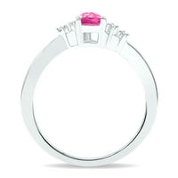 Ženska ružičasta topaz i dijamantni valni prsten u bijelom zlatu od 10k